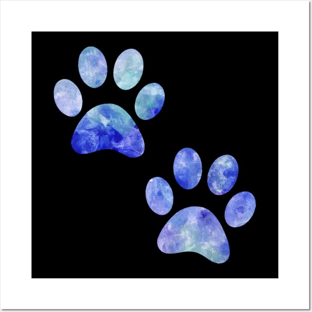 watercolor dogs paw blue watercolor puppy paw Wall Art by WatercolorFun